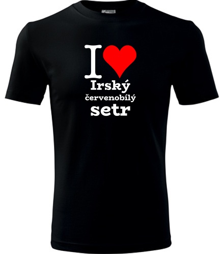 Černé tričko I love Irský červenobílý setr