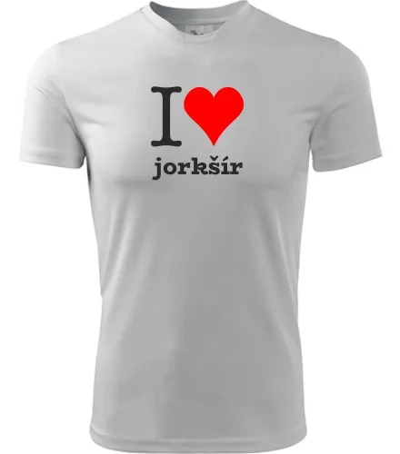 Bílé dětské tričko I love jorkšír