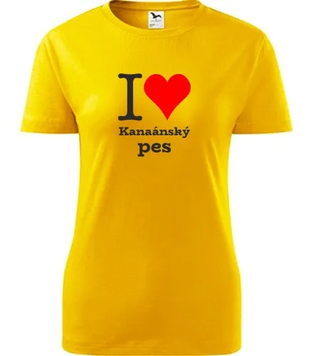 Žluté dámské tričko I love Kanaánský pes
