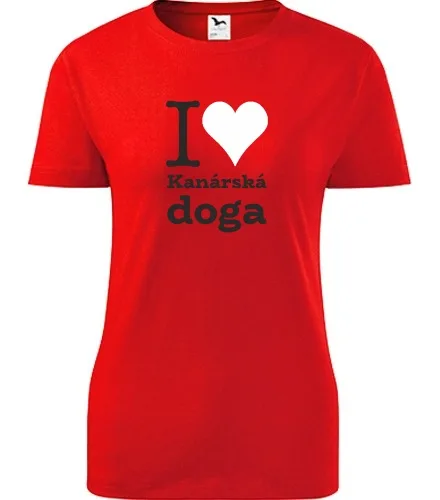 Červené dámské tričko I love Kanárská doga