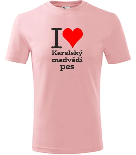 Růžové dětské tričko I love Karelský medvědí pes