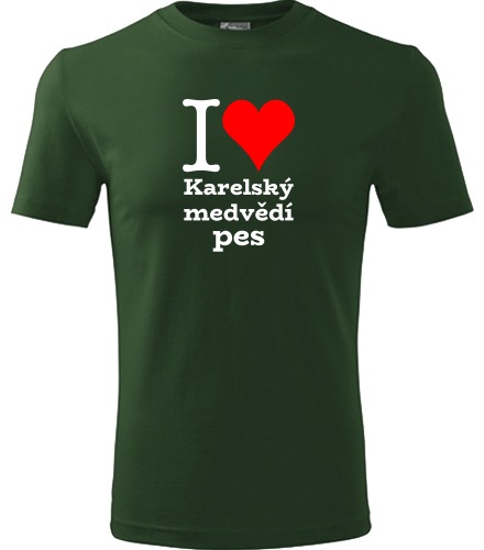 Lahvově zelené tričko I love Karelský medvědí pes