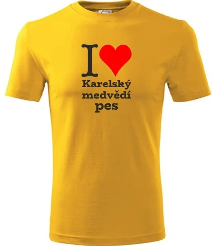 Žluté tričko I love Karelský medvědí pes