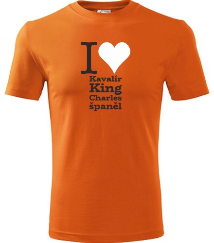Oranžové dětské tričko I love Kavalír King Charles španěl