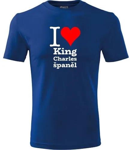 Modré tričko I love King Charles španěl