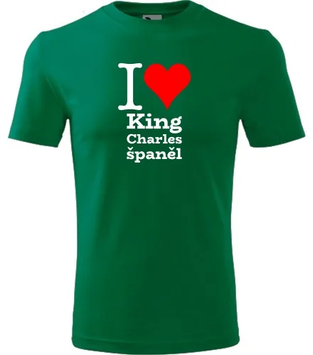 Zelené tričko I love King Charles španěl