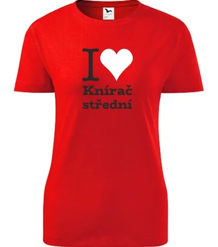 Červené dámské tričko I love Knírač střední