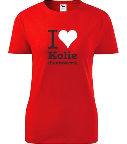 Červené dámské tričko I love Kolie dlouhosrstá