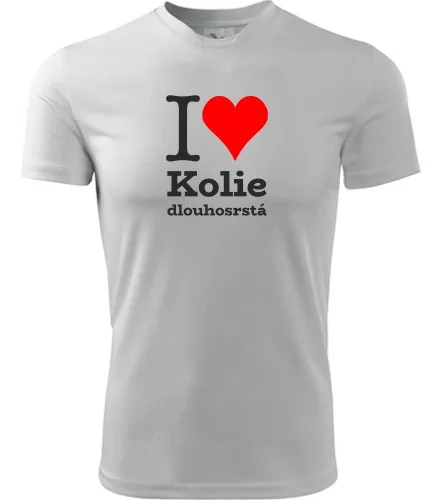 Bílé dětské tričko I love Kolie dlouhosrstá
