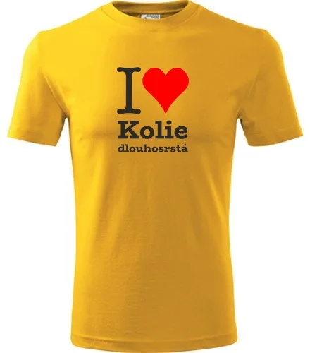 Žluté dětské tričko I love Kolie dlouhosrstá