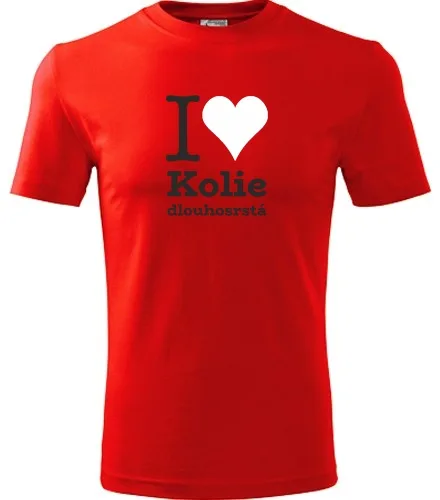 Červené tričko I love Kolie dlouhosrstá