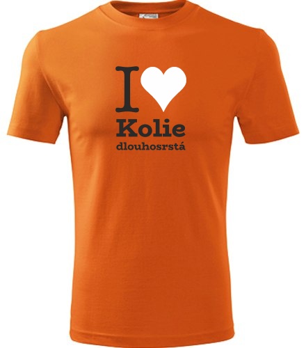 Oranžové tričko I love Kolie dlouhosrstá