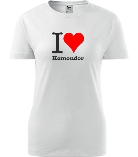 trička s potiskem Bílé dámské tričko I love Komondor
