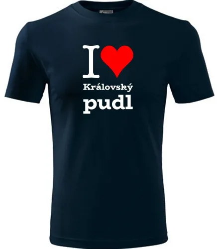 Tmavě modré tričko I love Královský pudl