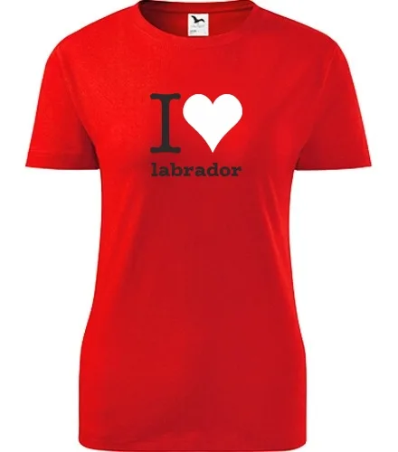 Červené dámské tričko I love labrador