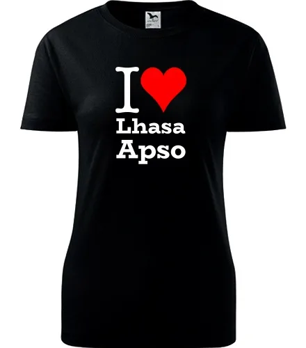 Černé dámské tričko I love Lhasa Apso
