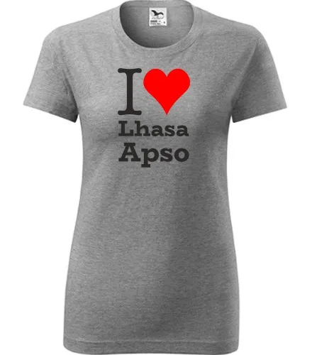 Šedé dámské tričko I love Lhasa Apso