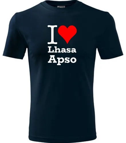Tmavě modré dětské tričko I love Lhasa Apso