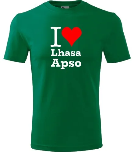 Zelené dětské tričko I love Lhasa Apso