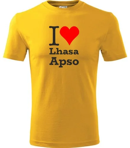 Žluté dětské tričko I love Lhasa Apso