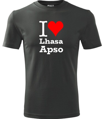 Grafitové tričko I love Lhasa Apso
