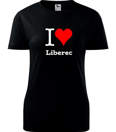Černé dámské tričko I love Liberec