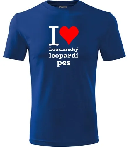 Modré dětské tričko I love Louisianský leopardí pes