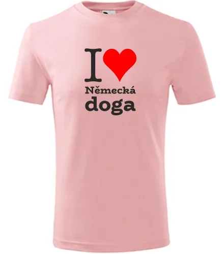 Růžové dětské tričko I love Německá doga
