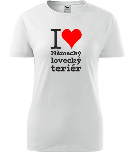 Bílé dámské tričko I love Německý lovecký teriér