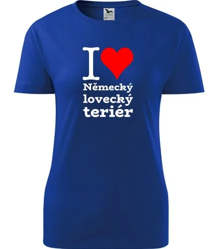 Modré dámské tričko I love Německý lovecký teriér