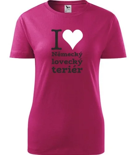 trička s potiskem Purpurové dámské tričko I love Německý lovecký teriér
