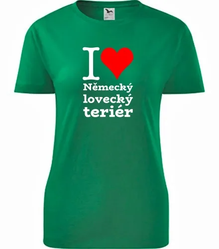 Zelené dámské tričko I love Německý lovecký teriér