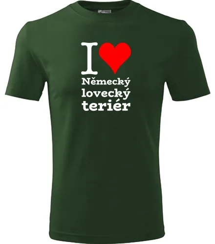 Lahvově zelené tričko I love Německý lovecký teriér
