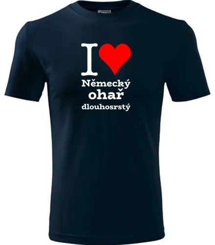 Tmavě modré tričko I love Německý ohař dlouhosrstý