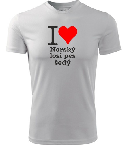 Bílé dětské tričko I love Norský losí pes šedý