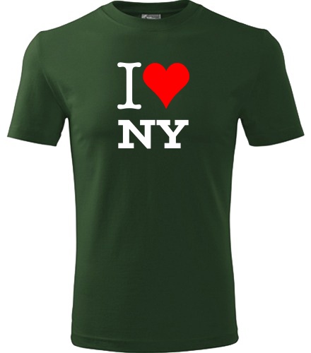 Lahvově zelené tričko I love NY