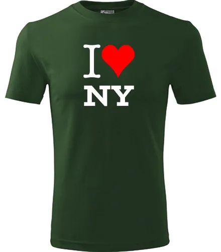Lahvově zelené tričko I love NY