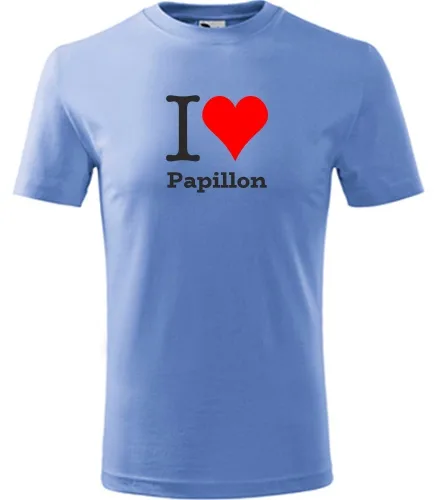 Světle modré dětské tričko I love Papillon