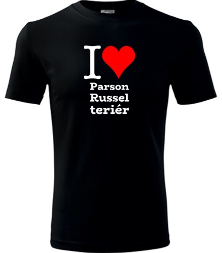 Černé tričko I love Parson Russel teriér