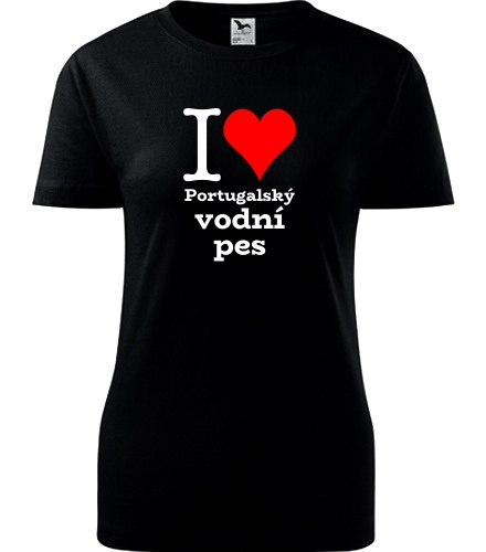 Černé dámské tričko I love Portugalský vodní pes