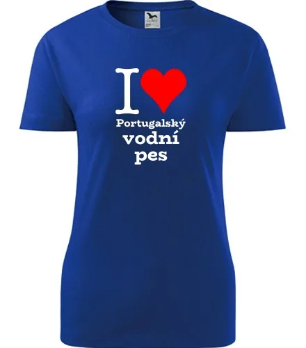 Modré dámské tričko I love Portugalský vodní pes