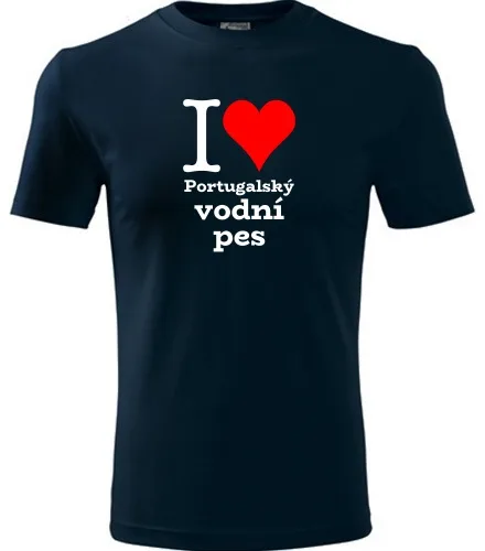 Tmavě modré tričko I love Portugalský vodní pes