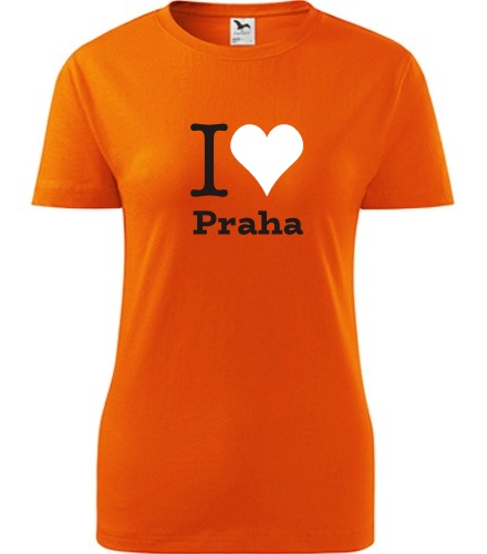 Oranžové dámské tričko I love Praha