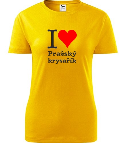 Žluté dámské tričko I love Pražský krysařík