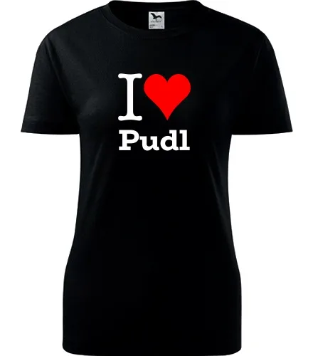 Černé dámské tričko I love Pudl