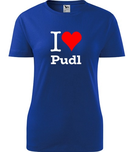 Modré dámské tričko I love Pudl