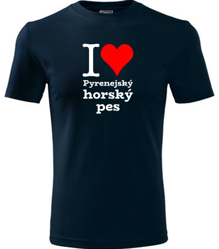 Tmavě modré dětské tričko I love Pyrenejský horský pes