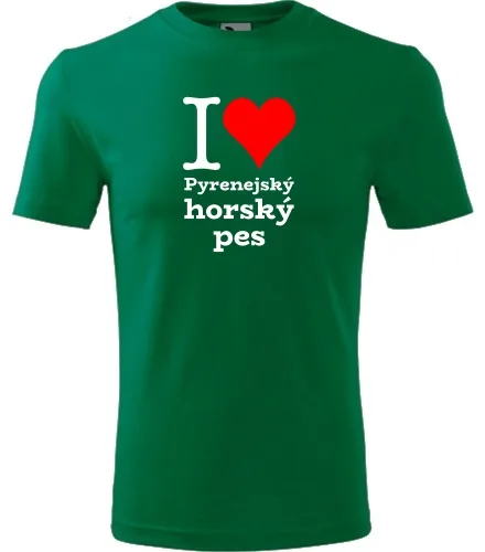 Zelené dětské tričko I love Pyrenejský horský pes