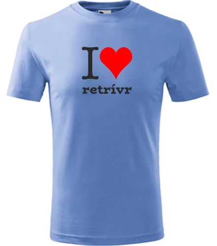 Světle modré dětské tričko I love retrívr