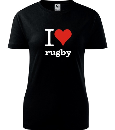 Černé dámské tričko I love rugby